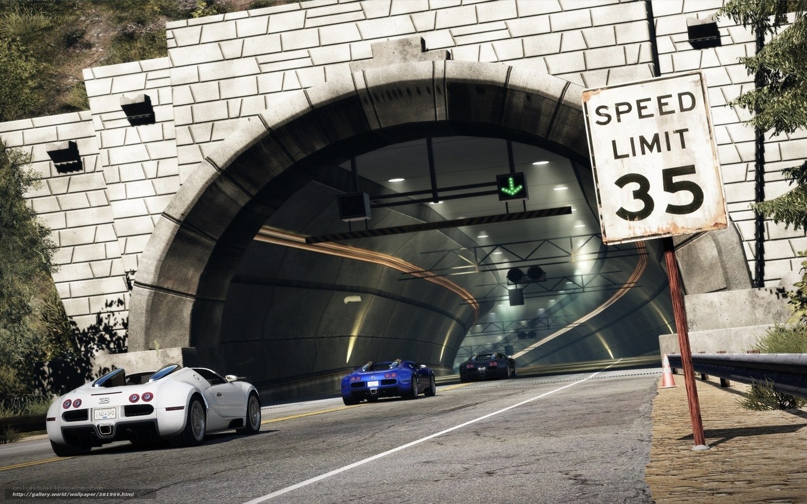 Cars entering a tunnel
