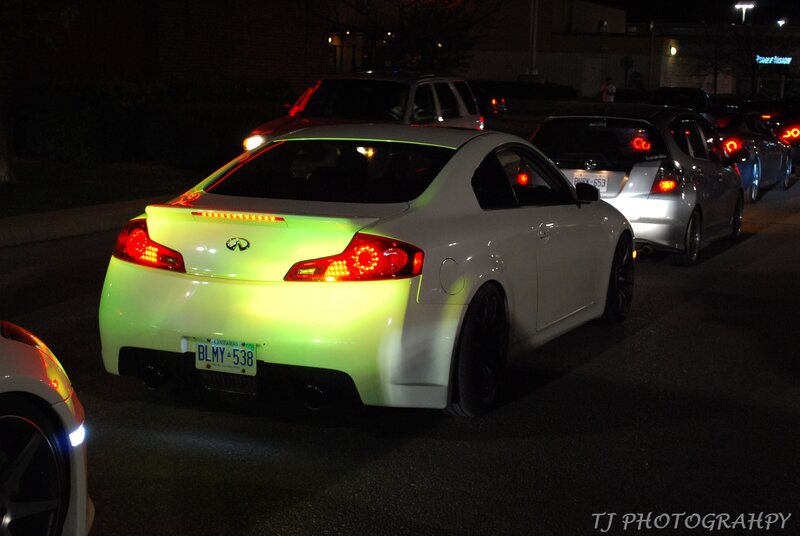 cars in a line at night