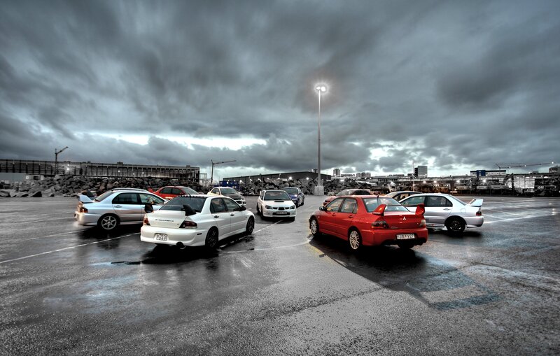 Cars in a parking lot