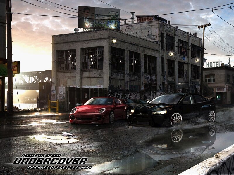 Cars in a rainy urban scene