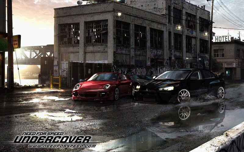 Cars in a rainy urban scene