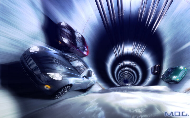 Cars in a Tunnel — Blue