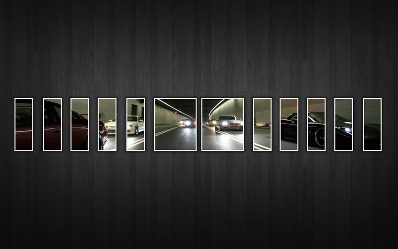 Cars in a tunnel collage