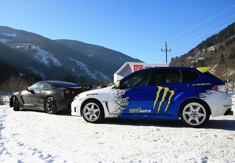Cars in snowy mountains