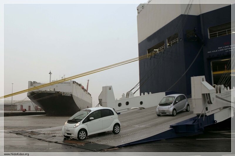Cars loading onto a ferry