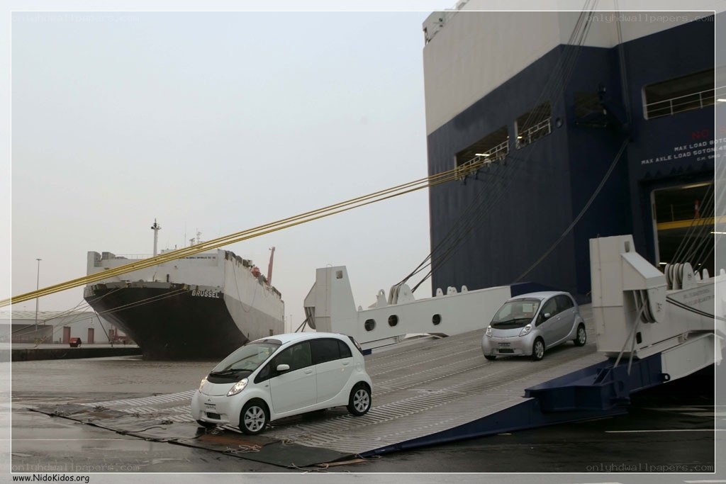 Cars loading onto a ferry