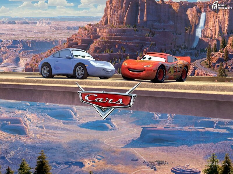 Cars movie scene with Lightning McQueen