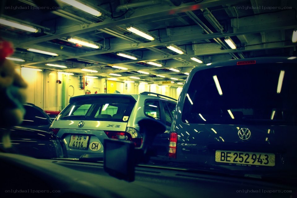 Cars on a ferry deck