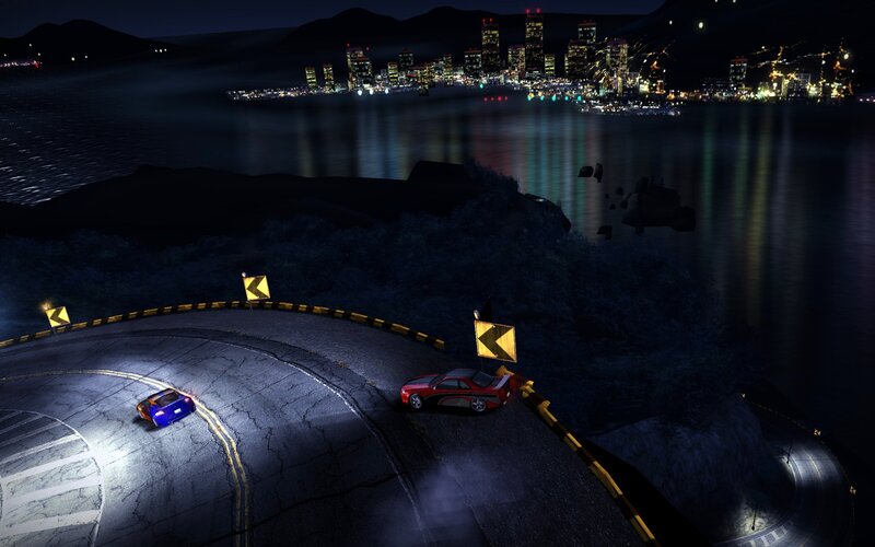 Cars on a Winding Road — Black