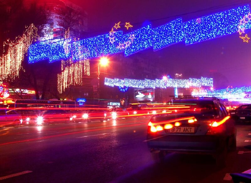 Cars on Decorated Street