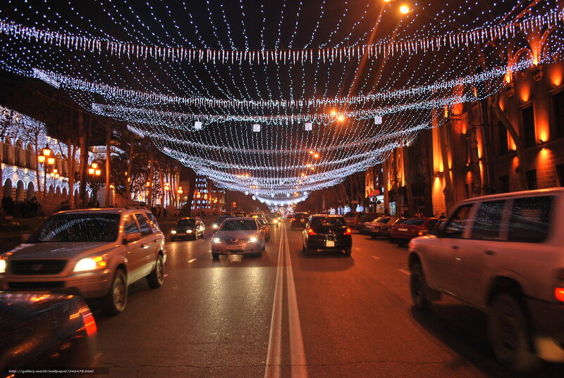 Cars on Decorated Street — White