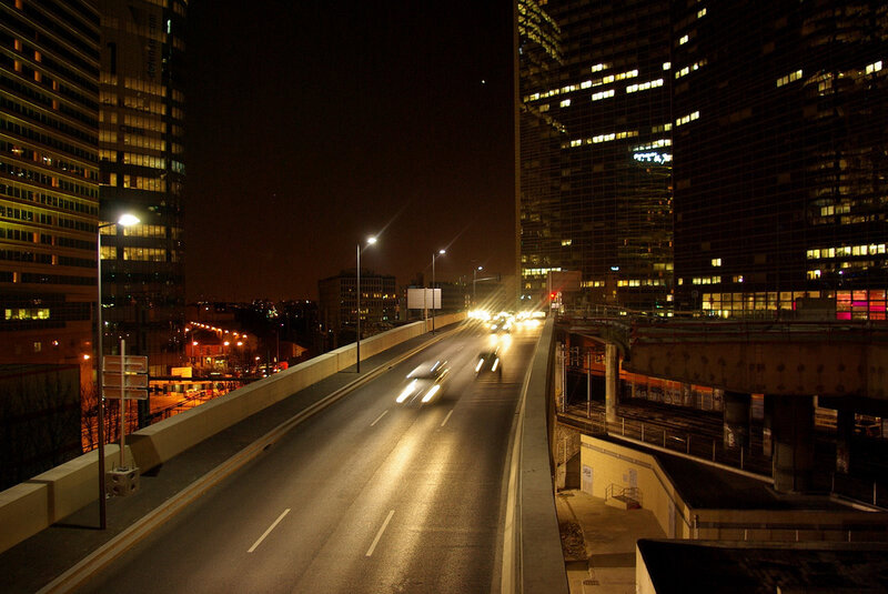 Cars on Highway at Night — Black, Dark