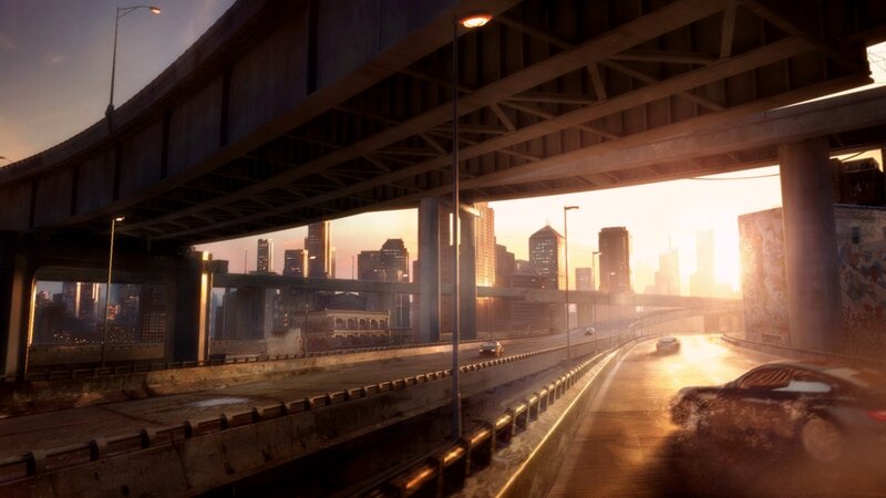 Cars on Highway at Sunset — Orange