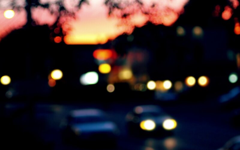 Cars on Street at Dusk