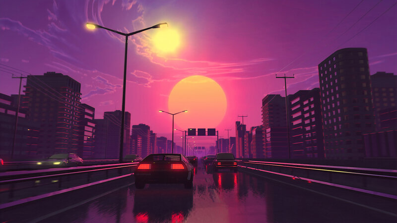 Cars on Wet Highway