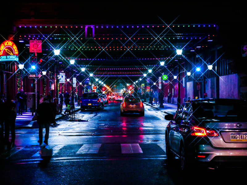 Cars on Wet Street — Blue, Dramatic