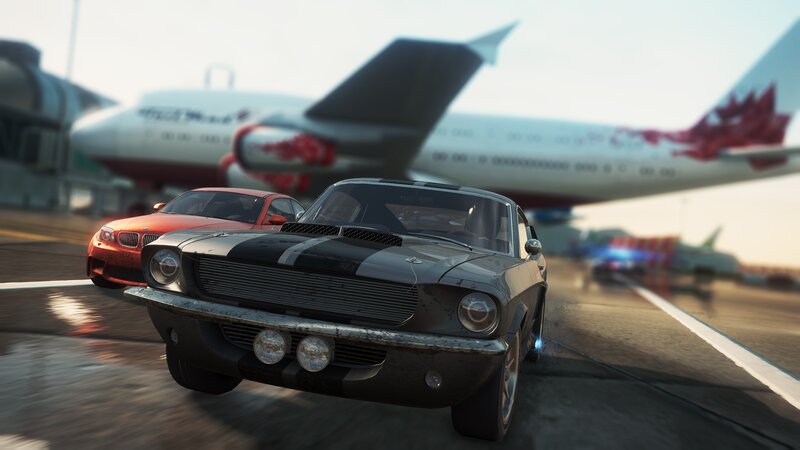 Cars racing at airport
