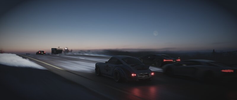 Cars Racing at Dusk