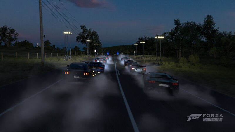 Cars Racing at Night — Black, Dramatic