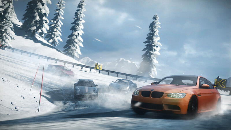 Cars Racing in Snow — Orange
