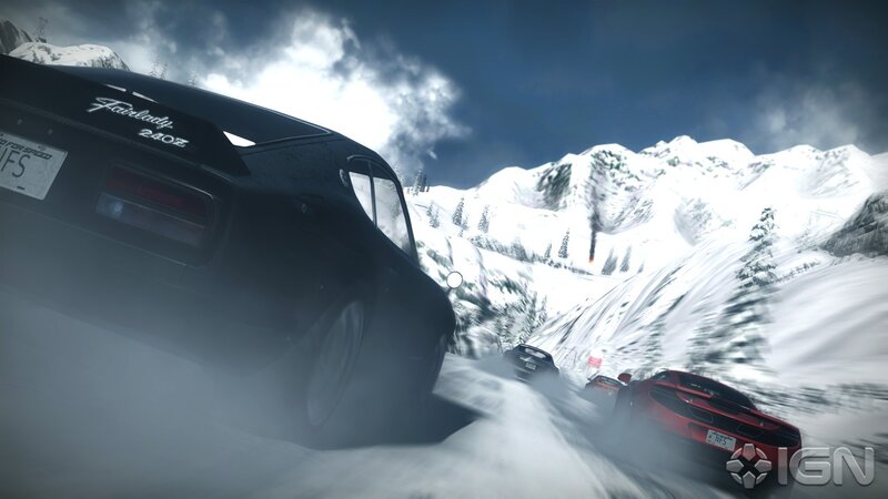 Cars Racing in Snow — White