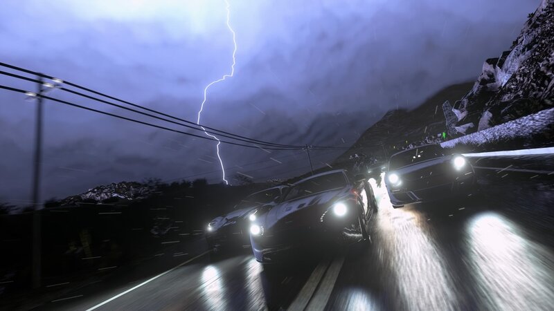 Cars Racing in Storm — Blue