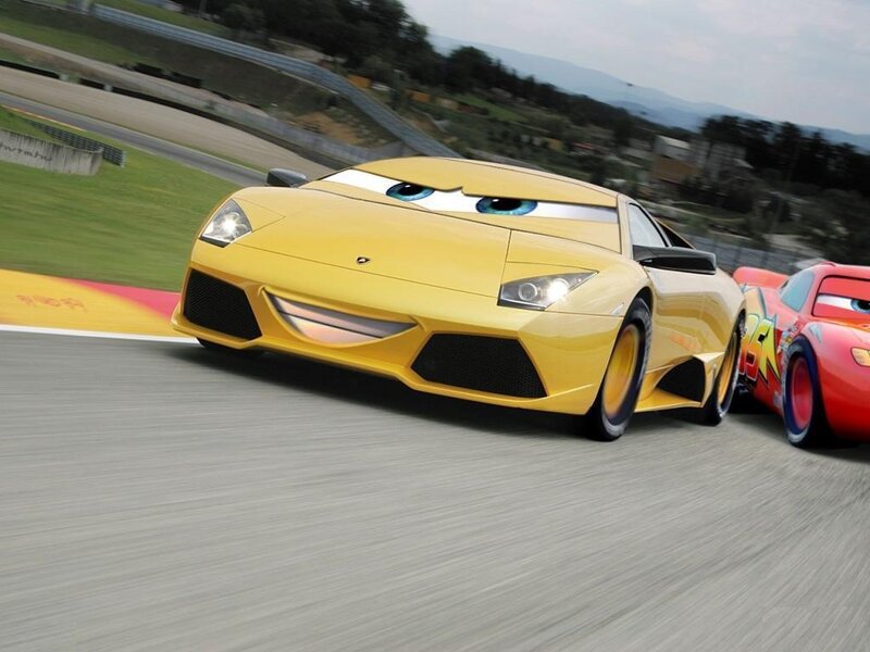 Cars racing on a track