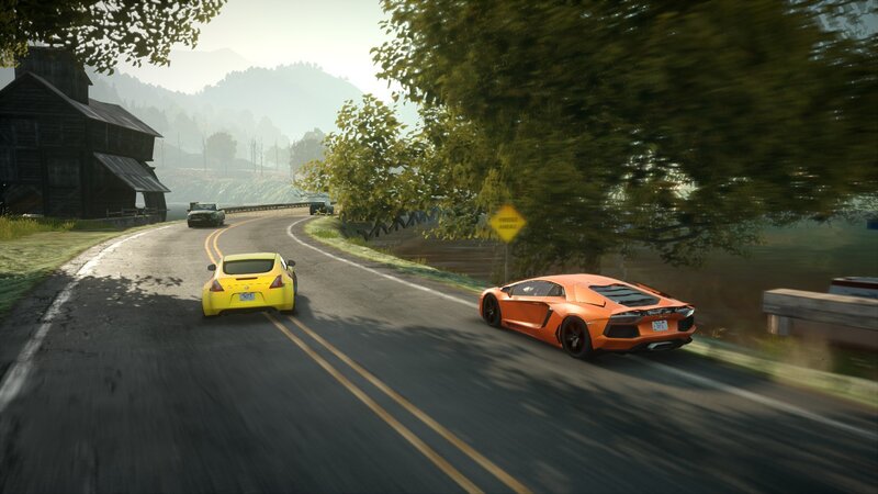 Cars racing on a winding road