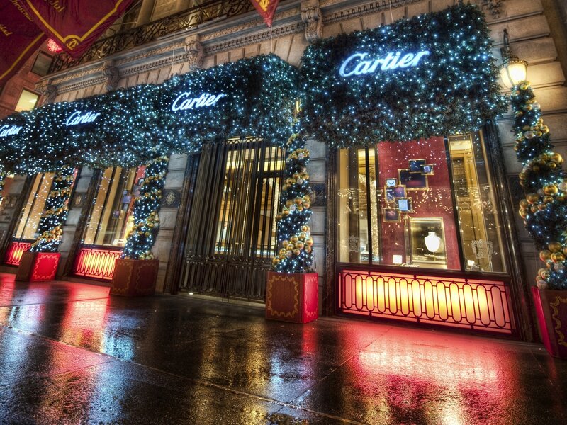 Cartier store at night