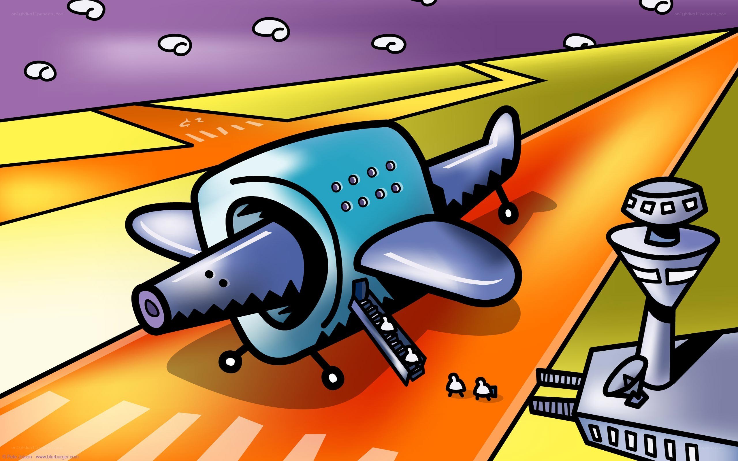 Cartoon airplane on runway