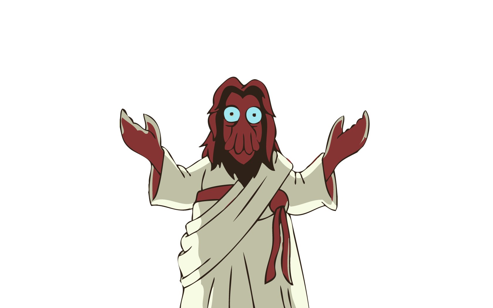 Cartoon alien jesus figure