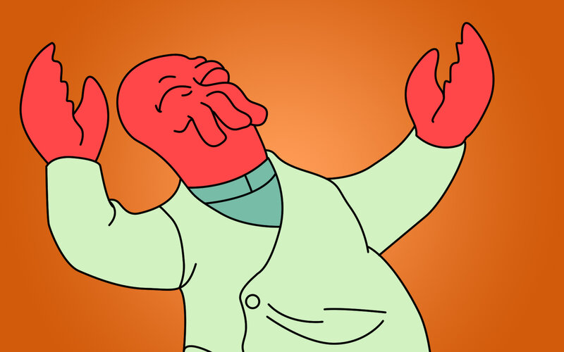 Cartoon alien with claws