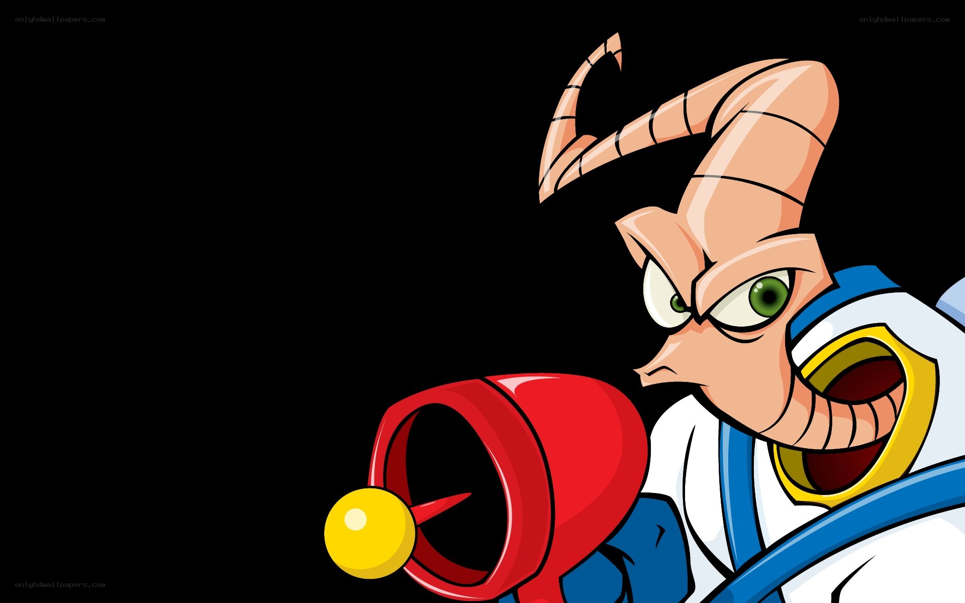 cartoon alien with weapon