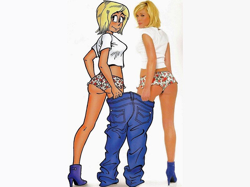 Cartoon and real woman comparison
