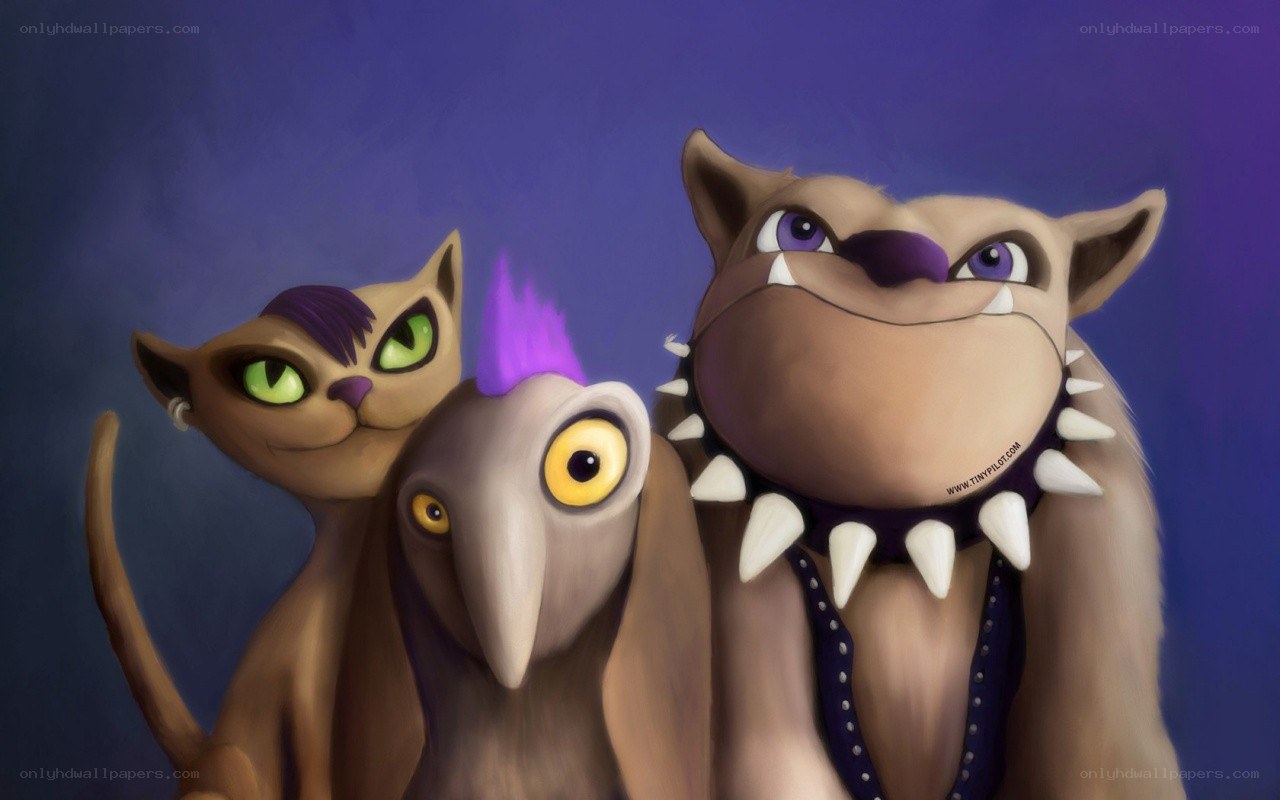 cartoon animal trio