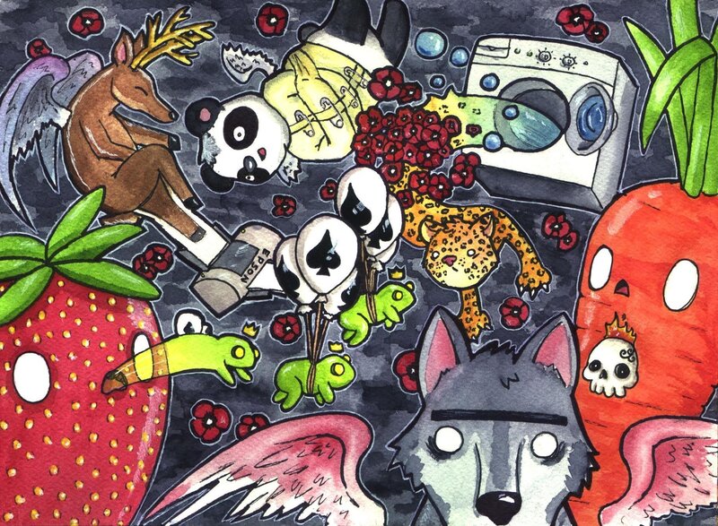 Cartoon Animals and Vegetables
