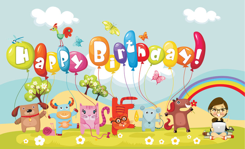 Cartoon Animals Celebrating