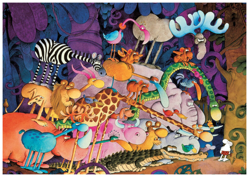 Cartoon Animals in Jungle — Purple