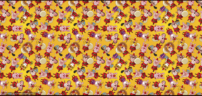 Cartoon Animals in Santa Suits