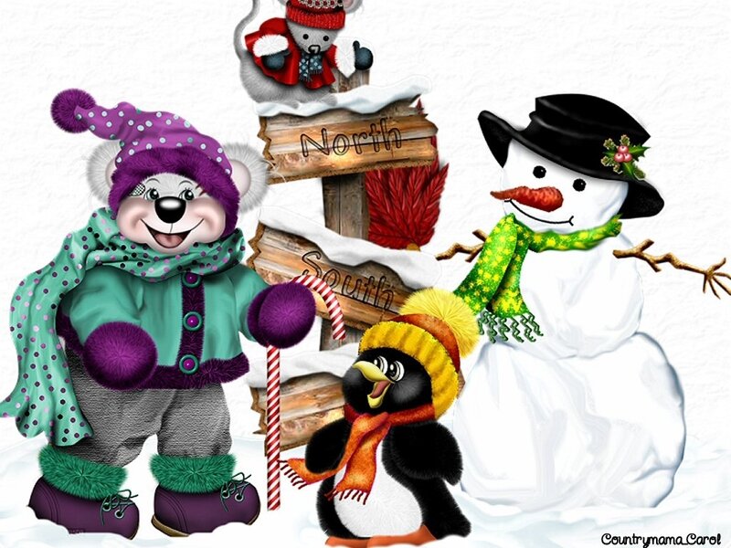 Cartoon Animals in Winter