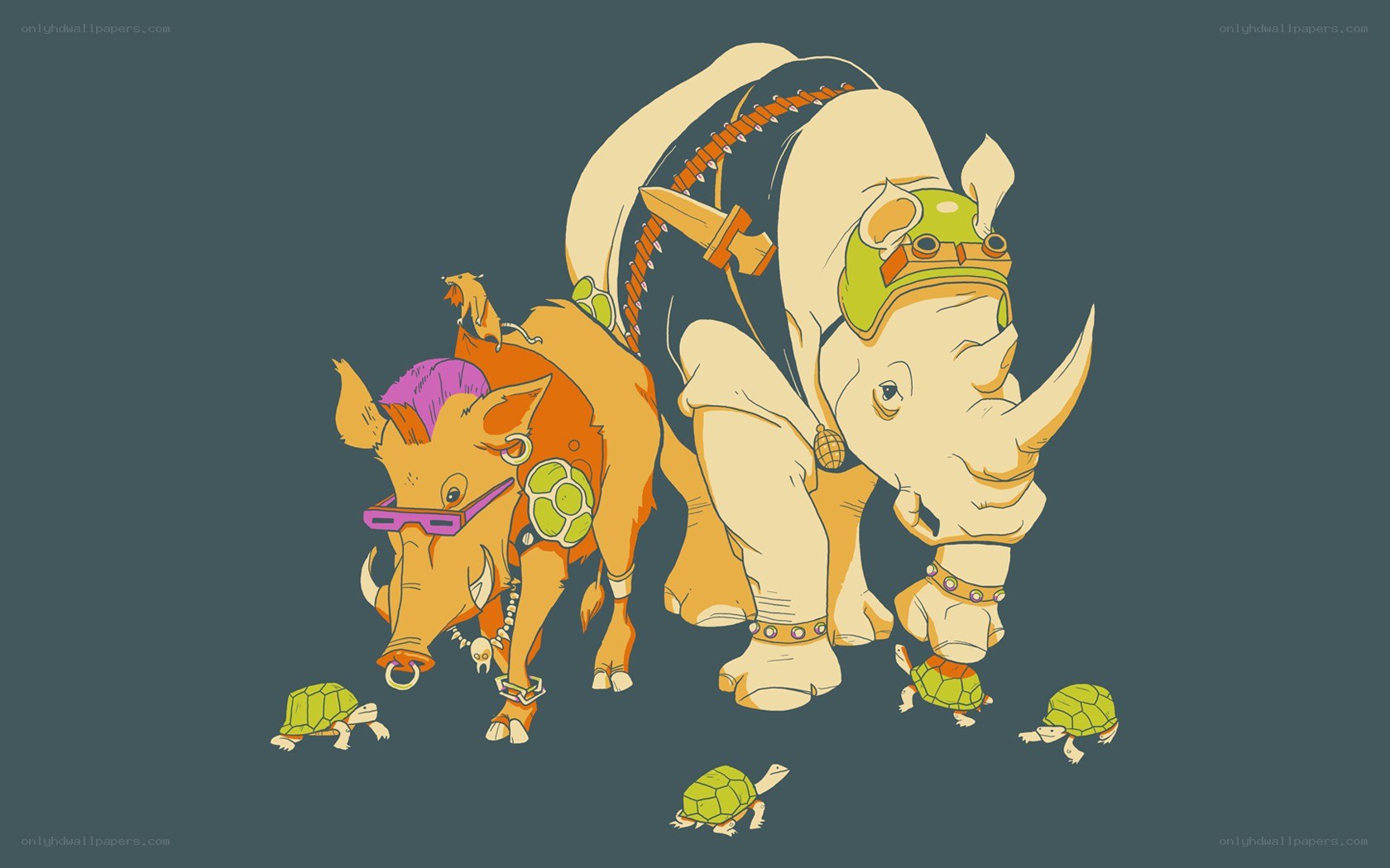 cartoon animals with accessories