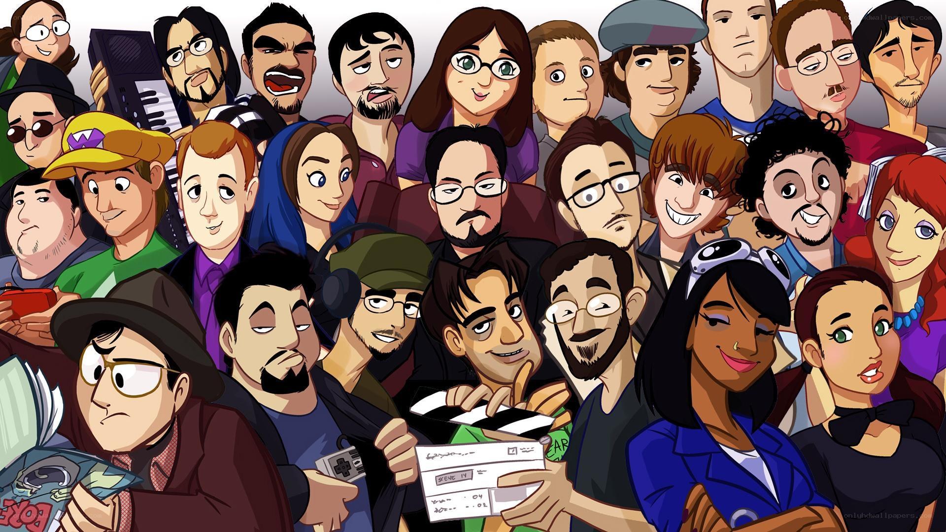 Cartoon artists group portrait