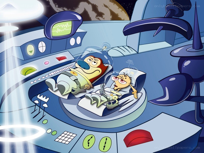 cartoon astronauts in spaceship