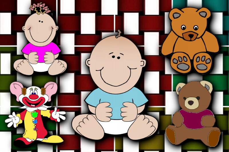 Cartoon Babies and Toys