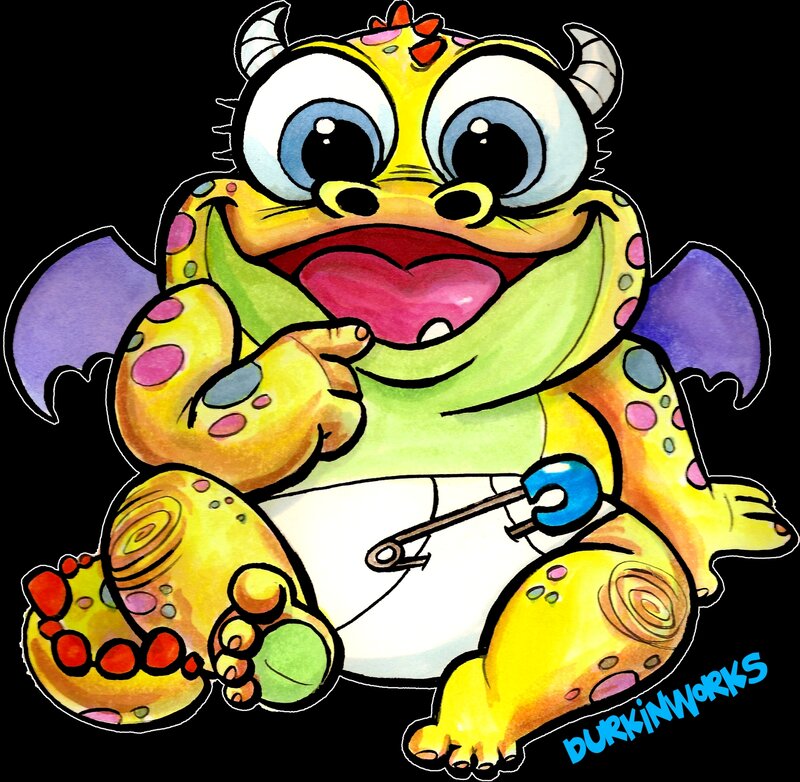 Cartoon Baby Dragon — Yellow