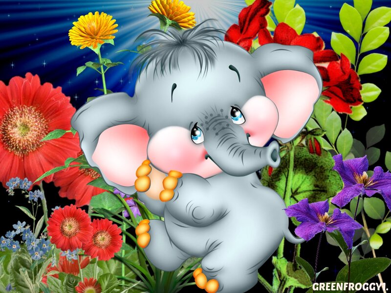 Cartoon Baby Elephant — Gray