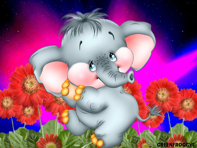 Cartoon Baby Elephant — Pink