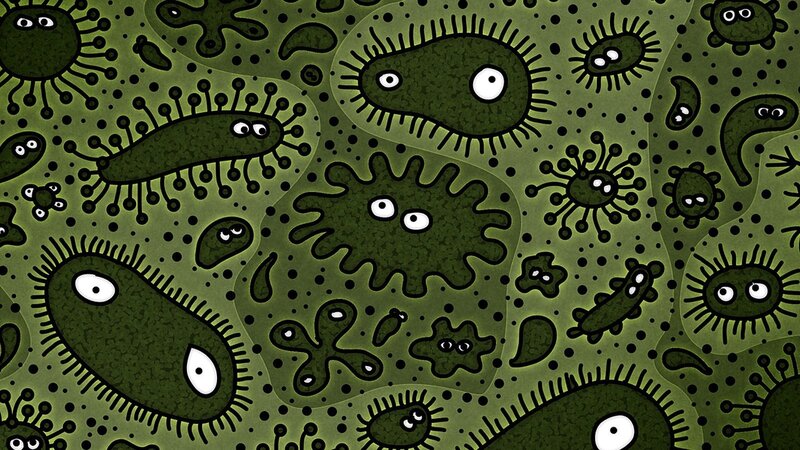 cartoon bacteria and microbes