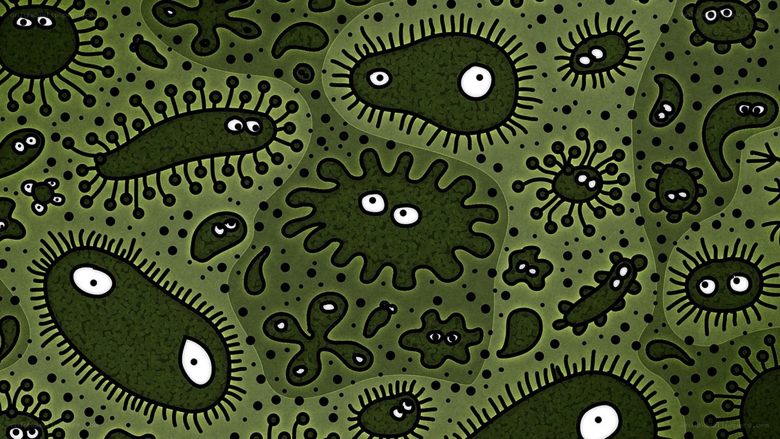 cartoon bacteria and microbes