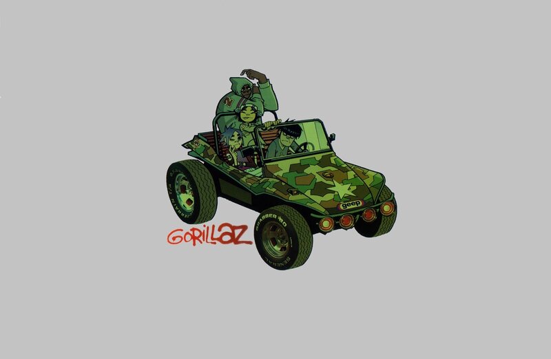 Cartoon Band in Jeep — Green